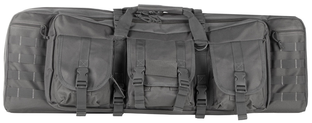 NcStar CVDC2946U36 VISM Urban Gray Double Carbine Case PVC Nylon 36" with MOLLE Webbing & Lockable Zippers
