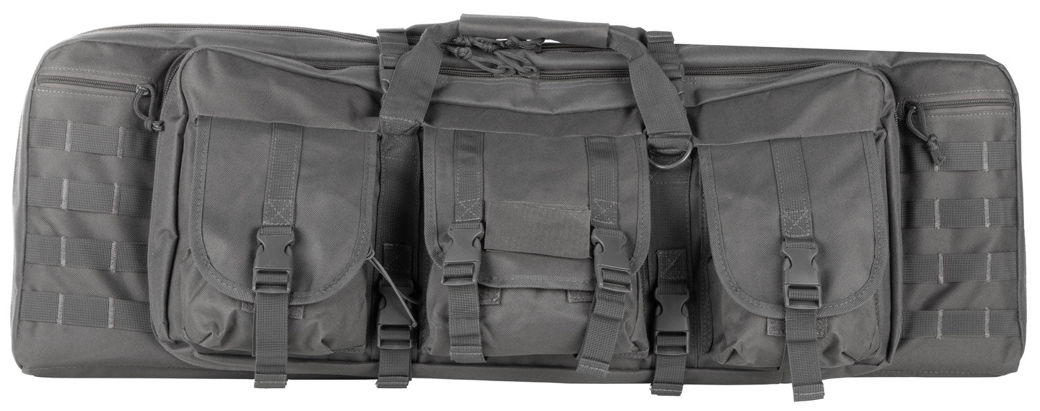 NcStar CVDC2946U36 VISM Urban Gray Double Carbine Case PVC Nylon 36" with MOLLE Webbing & Lockable Zippers
