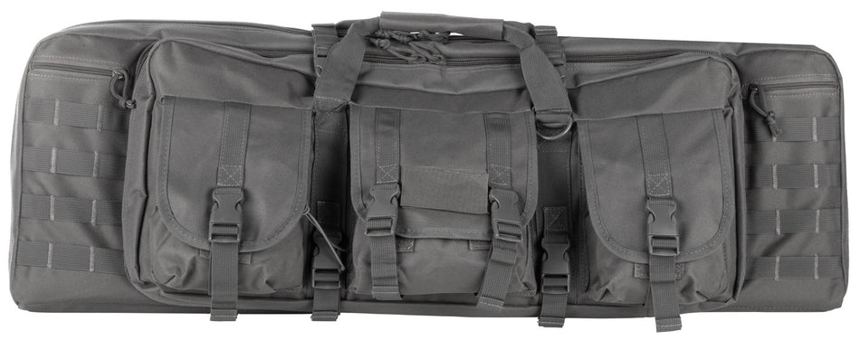 NcStar CVDC2946U36 VISM Urban Gray Double Carbine Case PVC Nylon 36" with MOLLE Webbing & Lockable Zippers