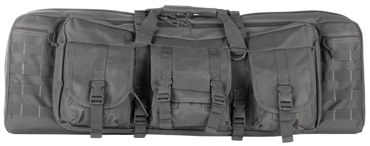 NcStar CVDC2946U42 VISM Urban Gray Double Carbine Case PVC Nylon 42" with MOLLE Webbing & Lockable Zippers