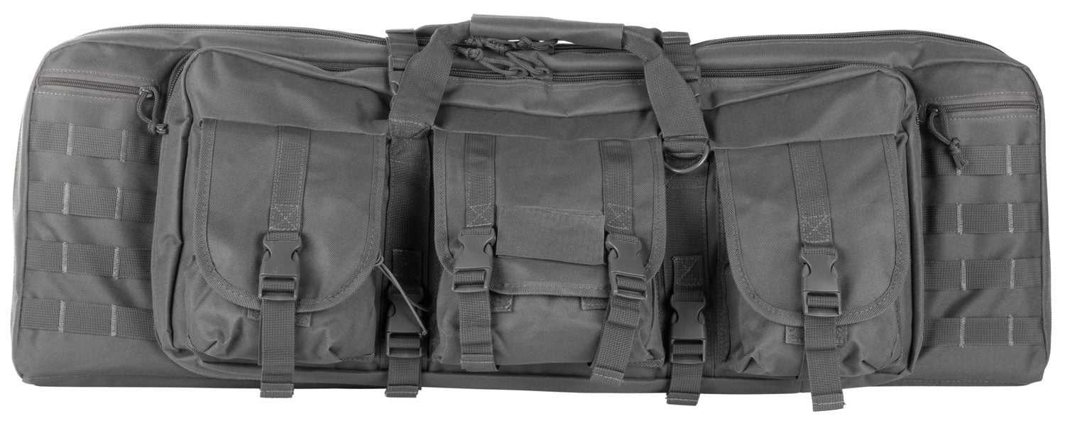 NcStar CVDC2946U42 VISM Urban Gray Double Carbine Case PVC Nylon 42" with MOLLE Webbing & Lockable Zippers
