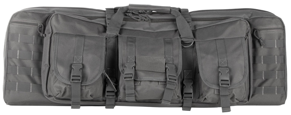 NcStar CVDC2946U42 VISM Urban Gray Double Carbine Case PVC Nylon 42" with MOLLE Webbing & Lockable Zippers