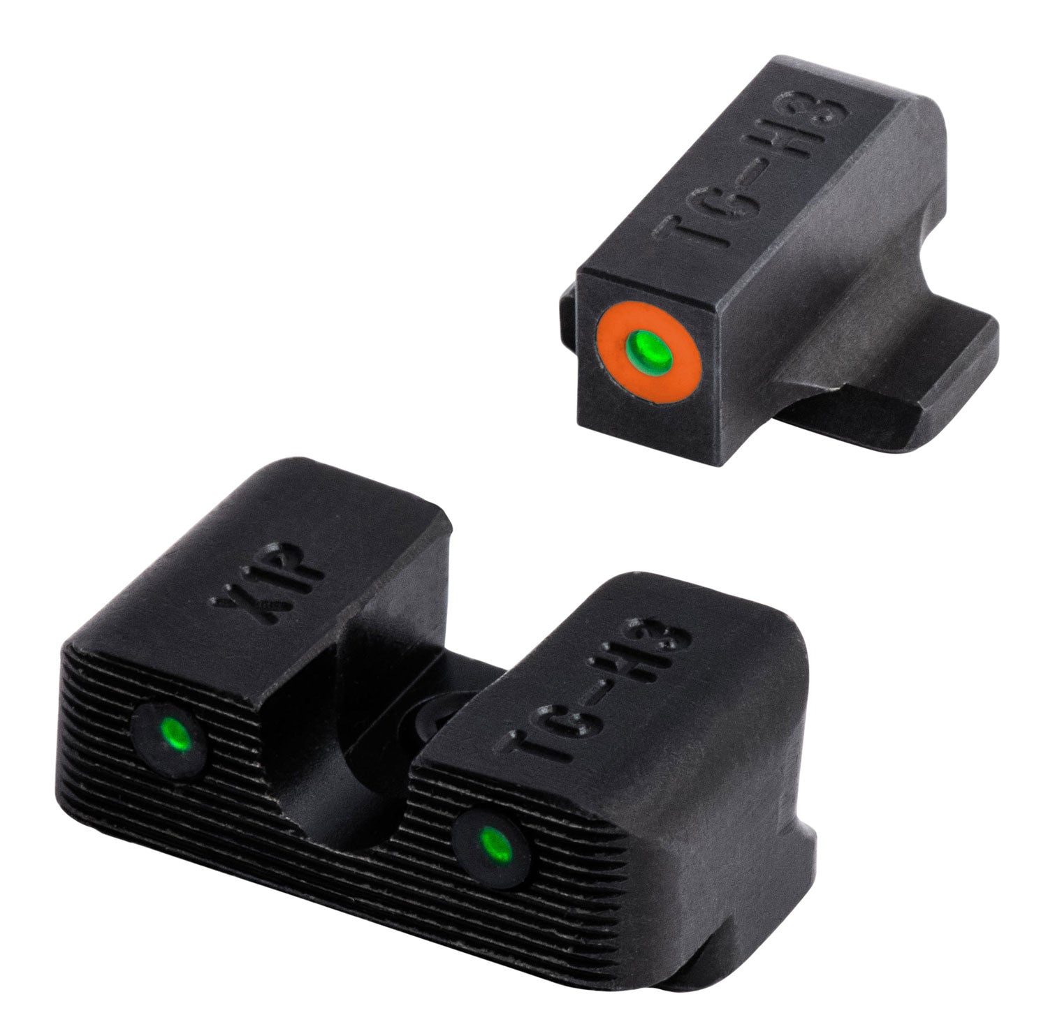 TruGlo TG231X1C Tritium Pro Black Green Tritium Orange Outline Front Sight with Green Tritium Rear Sight