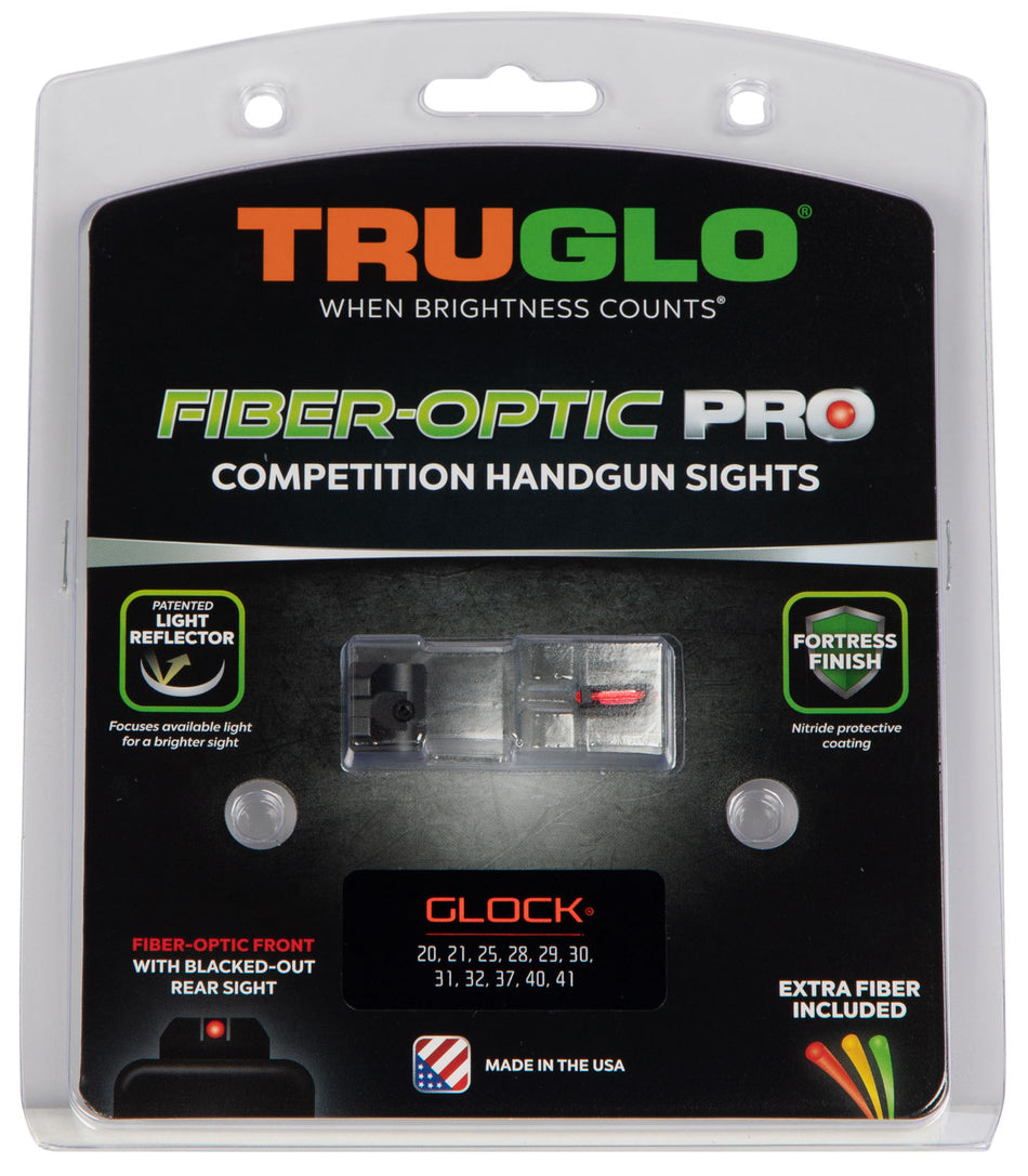 TruGlo TG132G2 Fiber-Optic Pro Glock 20/21 Sight Set Red Fiber Optic Front Serrated Blacked-Out Rear