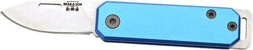 Bear & Son 1.5" Slip Joint Pocket Knife with Blue & Stainless Aluminum Handle
