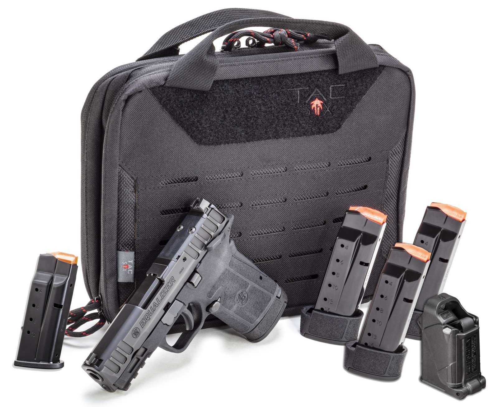dSMITH & WESSON EQUALIZER RANGE KIT 9MM 3.657" TAC SIX BAG, 1-10RD, 1-13RD, 3-15RD MAGS