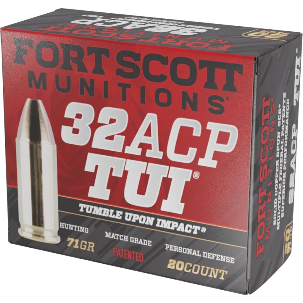 Fort Scott Munitions Tumble Upon Impact (TUI) Solid Copper Spun 71 Grain .32 ACP 828 fps 758381722225