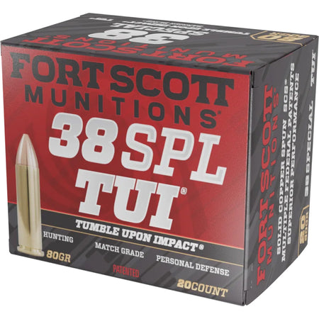 Fort Scott Munitions Tumble Upon Impact (TUI) Solid Copper Spun 80 Grain .38 Special 1190 fps 758381722126