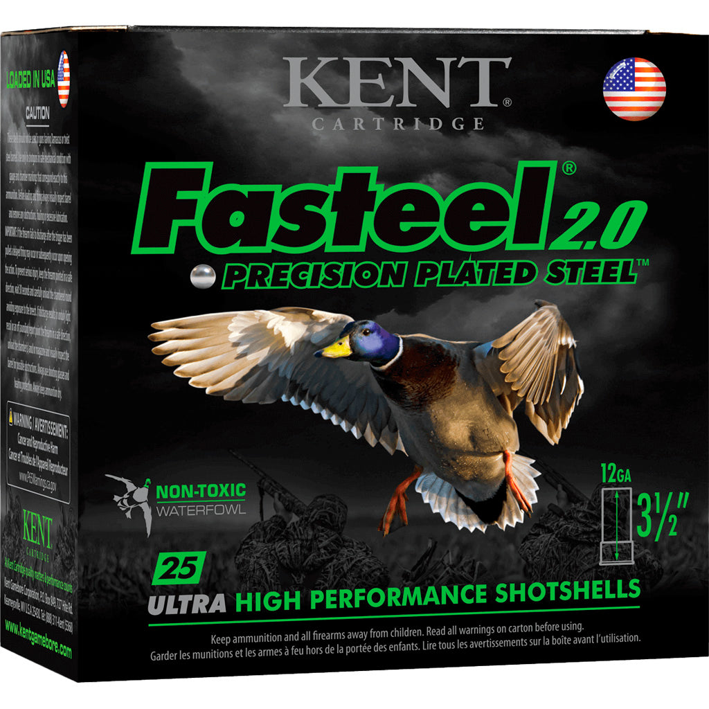 Kent Cartridge 12 Gauge Shotgun Ammo Fasteel+ Precision Plated Steel 3.5 in 1-1/2 oz BB