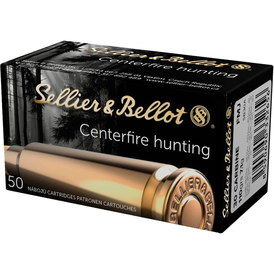 Sellier and Bellot .30 Carbine  110 grain Full Metal Jacket ammunition