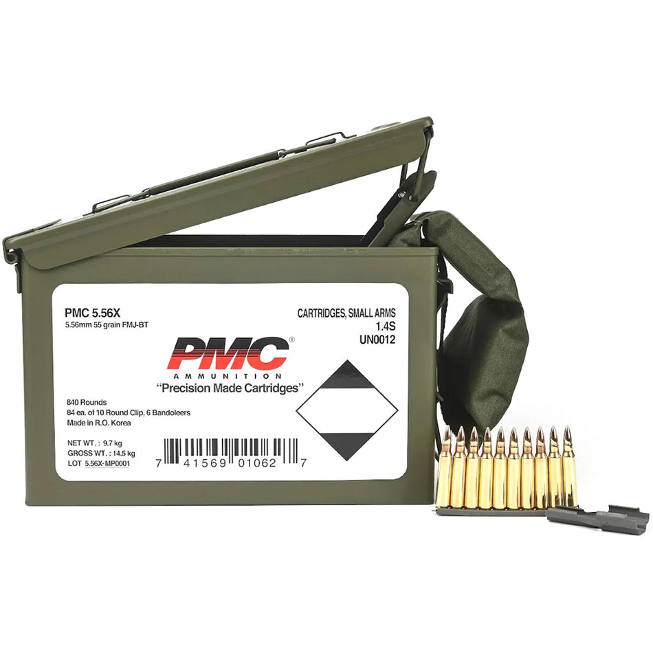 PMC 5.56x45mm NATO  55 grain Full Metal Jacket Boat Tail ammunition