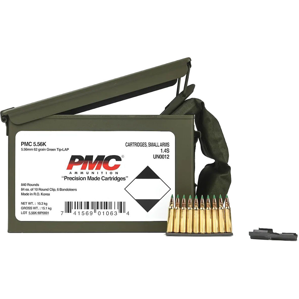 PMC 5.56x45mm NATO  62 grain Light Armor Piercing Green Tip ammunition