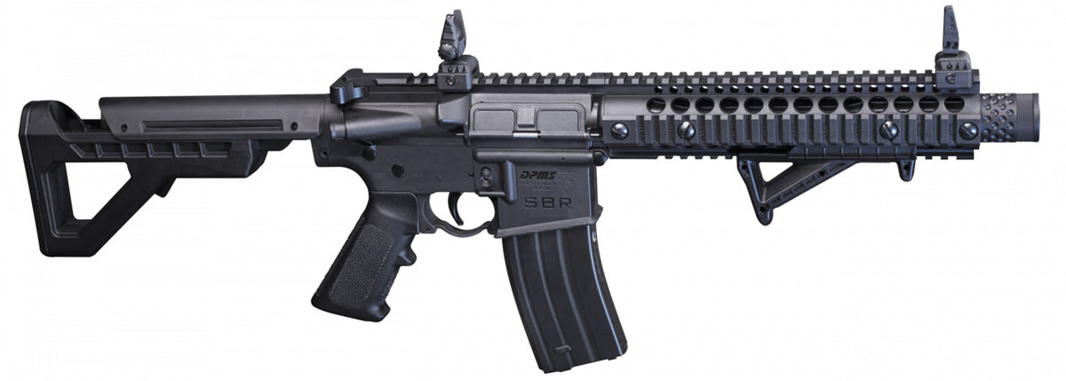 Crosman DPMS SBR CO2-Powered Full Auto BB Air Rifle 177 Cal 25rd Black Quad Rail Forearm 6-Position Stock