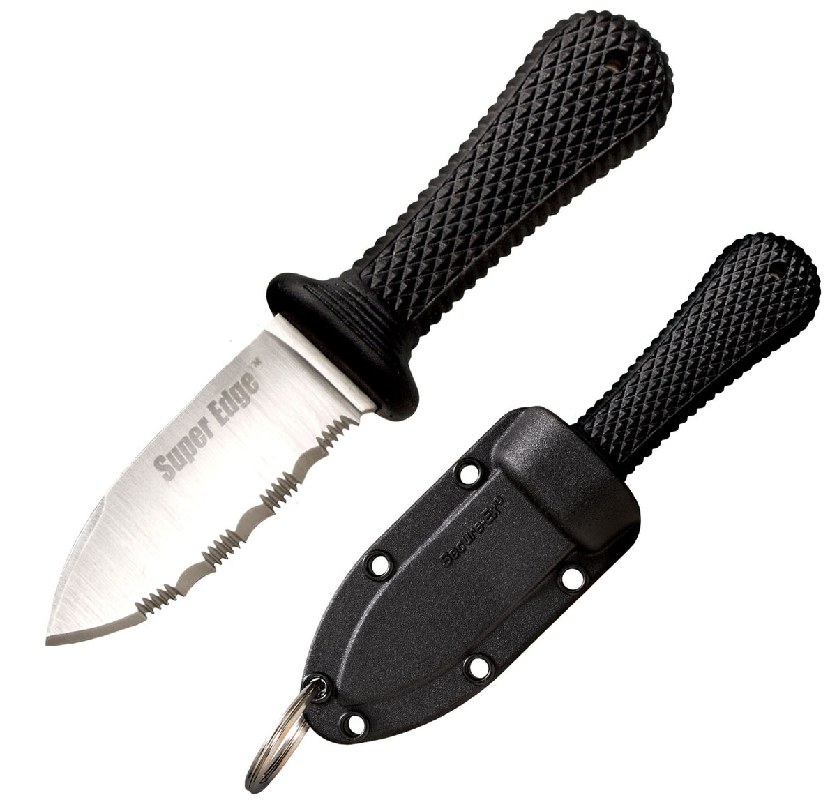 Cold Steel 42SS Super Edge Fixed 2" Part Serrated AUS-8A Steel Blade, Black Kray-Ex Handle with Secure-Ex Sheath Included