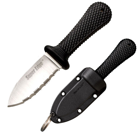 Cold Steel 42SS Super Edge Fixed 2" Part Serrated AUS-8A Steel Blade, Black Kray-Ex Handle with Secure-Ex Sheath Included