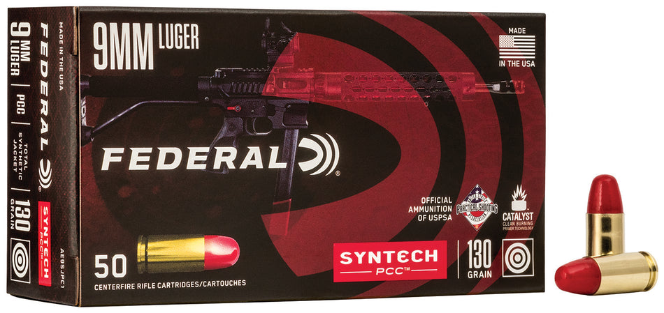 American Eagle  Syntech PCC Total Syntech Jacket Flat Nose 130 Grain 9mm Luger/Parabellum 1140 fps 604544642896