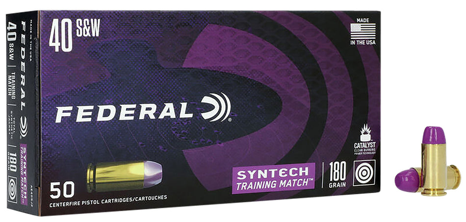 American Eagle Syntech Training Match Total Syntech Jacket Flat Nose 180 Grain .40 S&W 1010 fps 604544650051