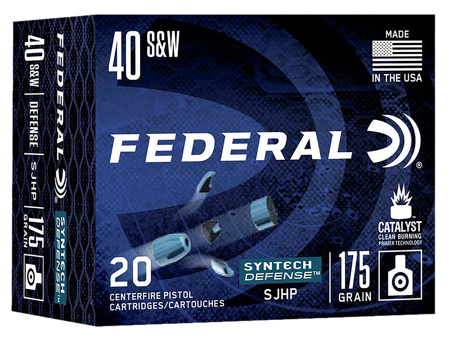 Federal .40 S&W Syntech Defense 175 grain Segmented Jacketed Hollow Point ammunition