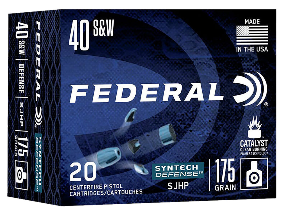 Federal .40 S&W Syntech Defense 175 grain Segmented Jacketed Hollow Point ammunition