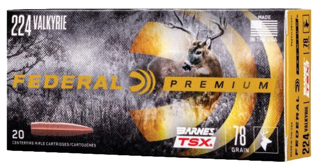 Federal Premium Barnes TSX 78 Grain .224 Valkyrie 2850 fps 604544647785