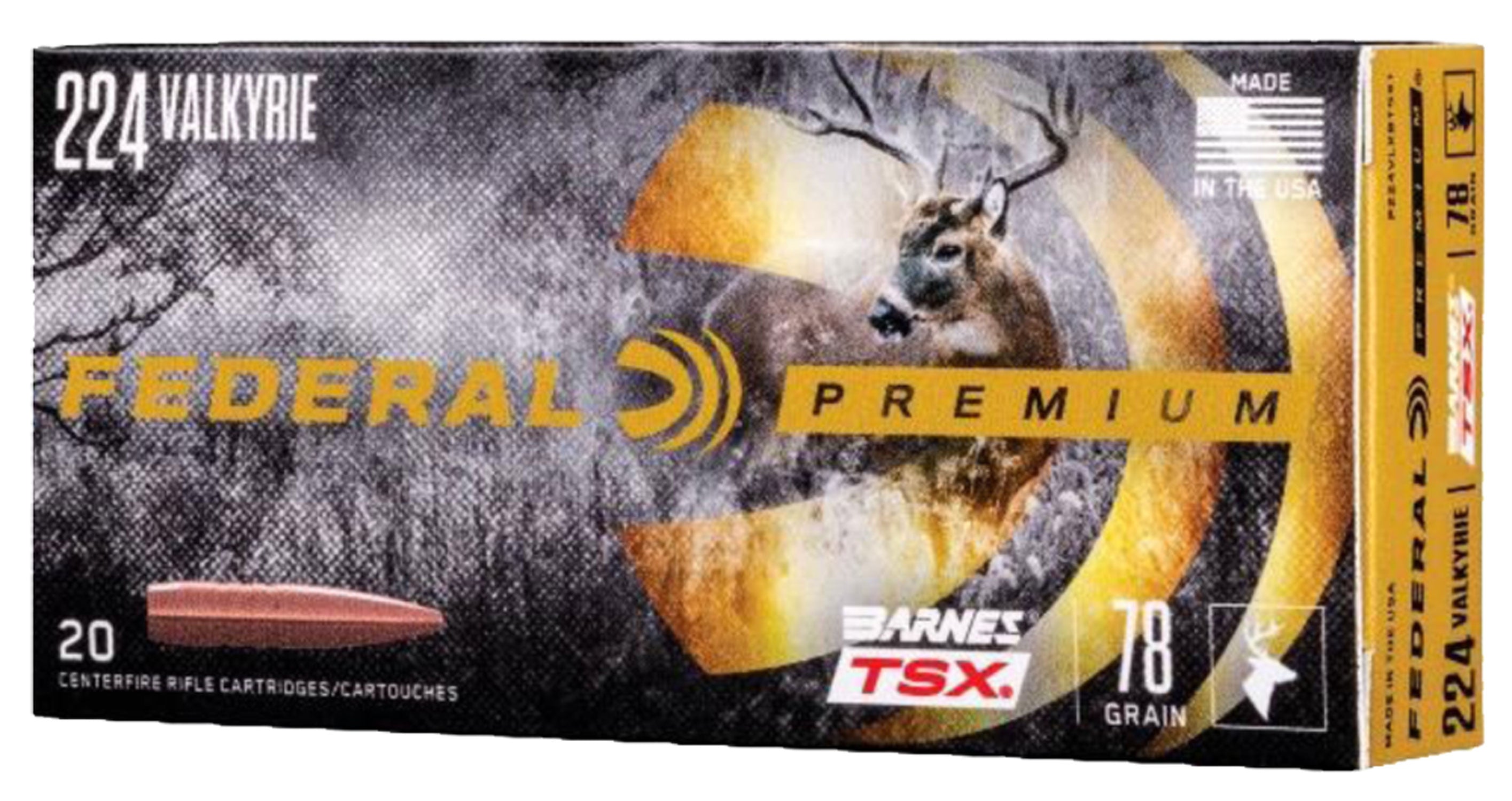 Federal Premium Barnes TSX 78 Grain .224 Valkyrie 2850 fps 604544647785