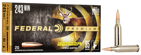 Federal Premium Berger Hybrid Hunter 95 Grain .243 Winchester 3050 fps 604544649208