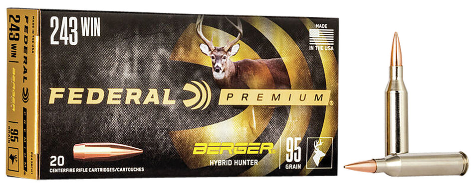Federal Premium Berger Hybrid Hunter 95 Grain .243 Winchester 3050 fps 604544649208