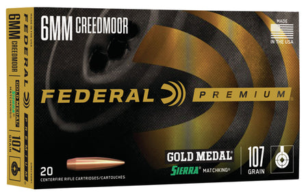 Federal Premium Gold Medal Sierra MatchKing Boat Tail Hollow Point 107 Grain 6mm Creedmoor 3000 fps 604544647792