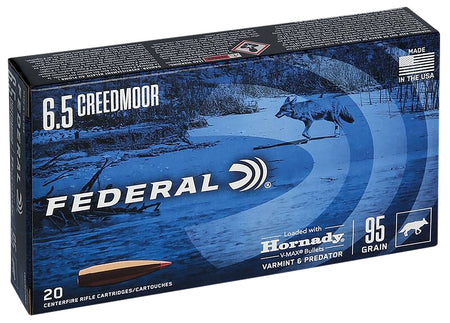Federal Varmint & Predator Hornady V-Max 95 Grain 6.5mm Creedmoor 3300 fps 604544647532