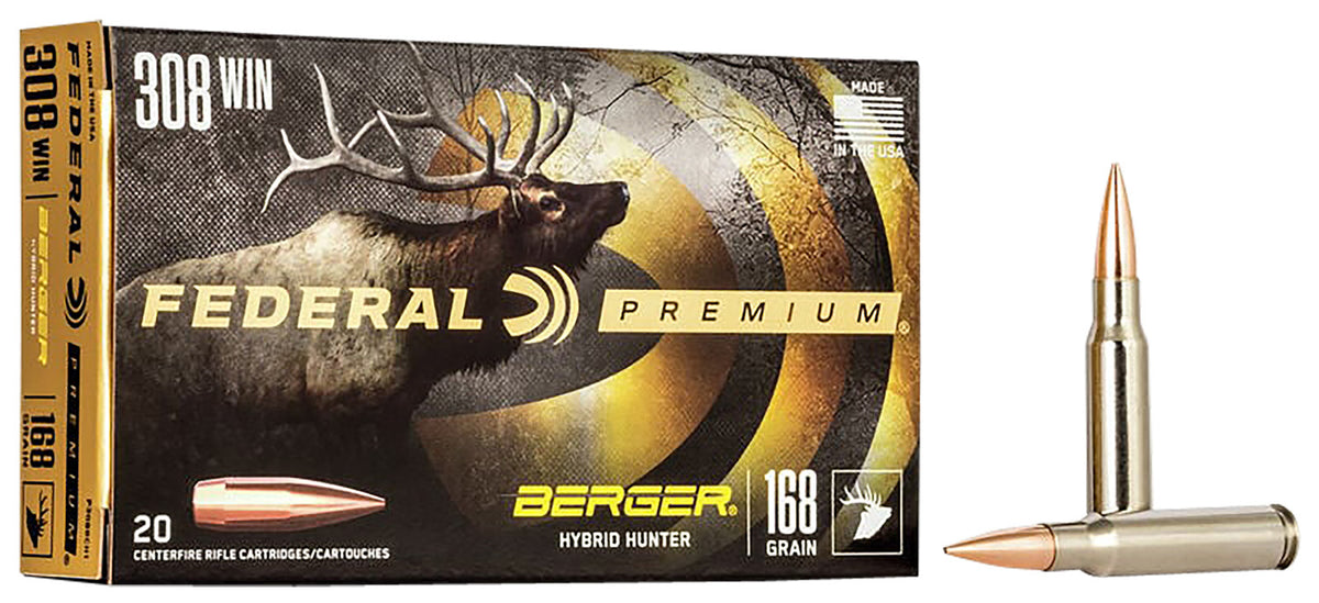 Federal Premium Berger Hybrid Hunter 168 Grain .308 Win / 7.62x51mm 2700 fps 604544649277