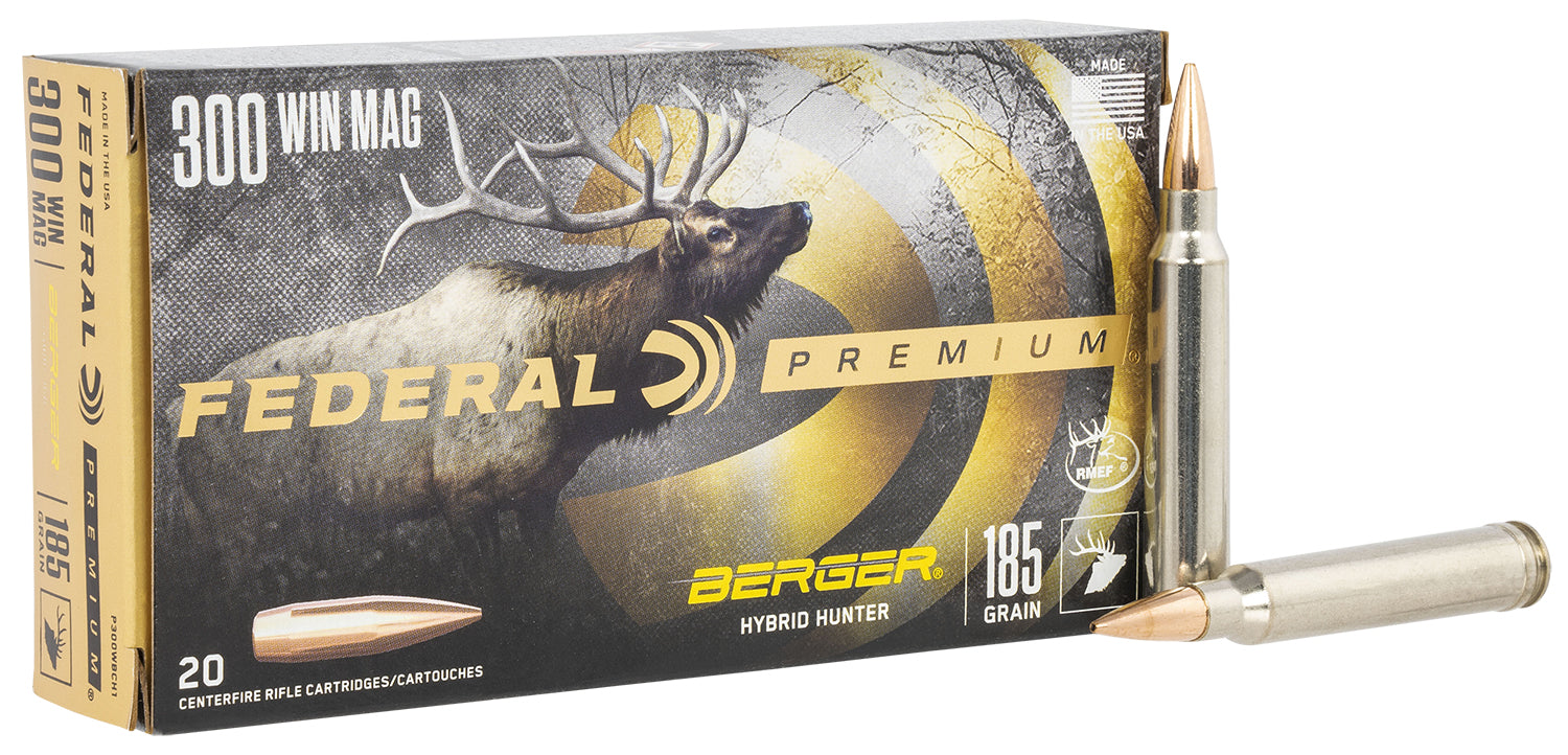 Federal Premium Berger Hybrid Hunter 185 Grain .300 Winchester Mag 2950 fps 604544649253