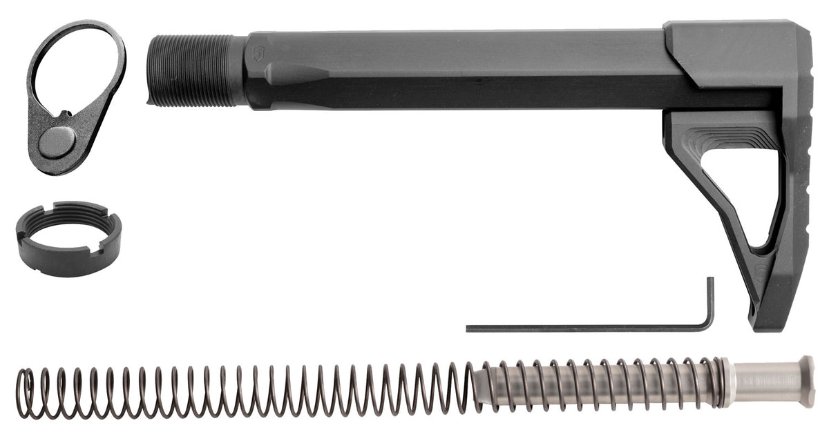 Phase 5 Weapon Systems Rifle Mini Stock Assembly (RMSA), AR-15/AR-10, Black Billet Aluminum