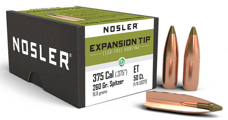 Nosler 59379 E-Tip 375 Caliber 260 Grain Lead-Free Expansion Tip Bullet 50/Box