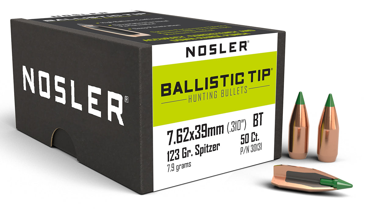 Nosler Ballistic Tip 7.62x39mm 123gr Spitzer BT Hunting Bullets 50/Box