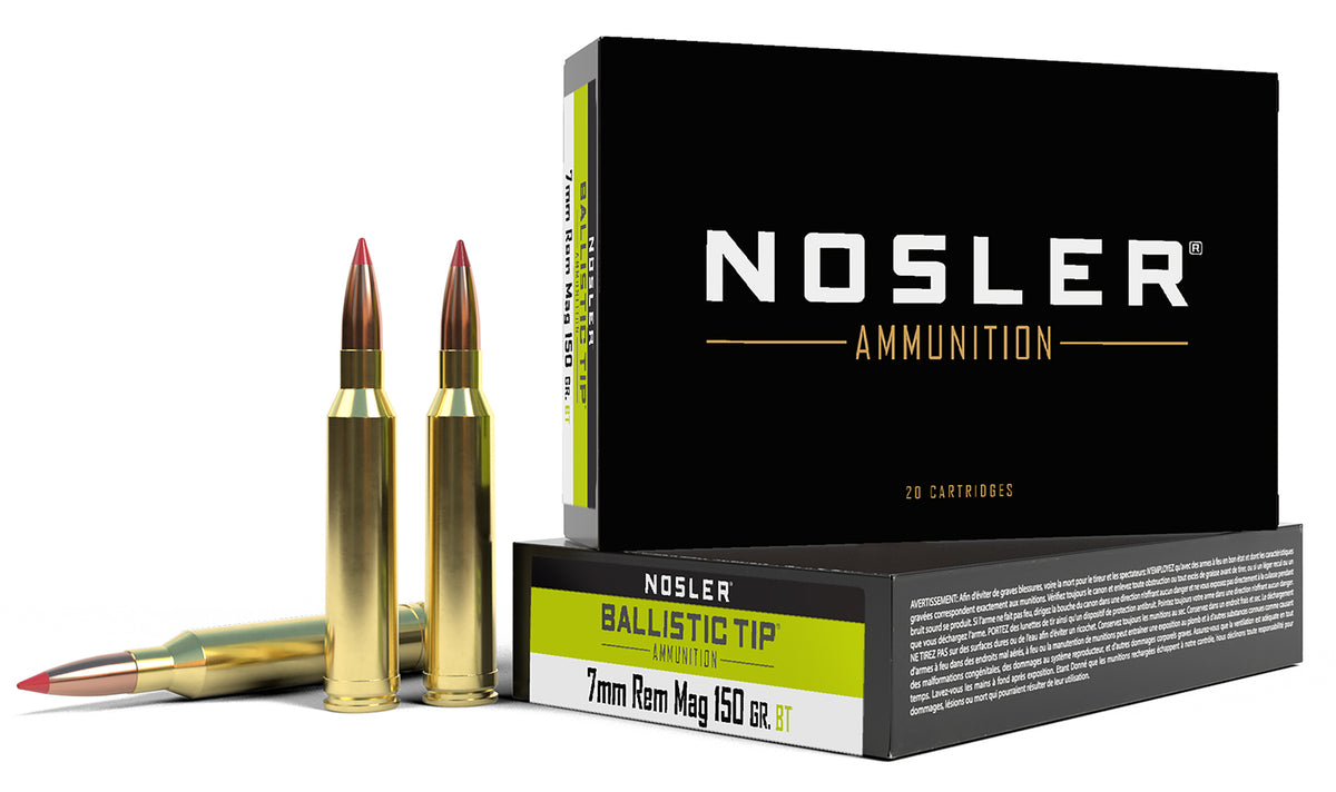 Nosler 7mm Remington Mag  150 grain Spitzer Ballistic Tip ammunition