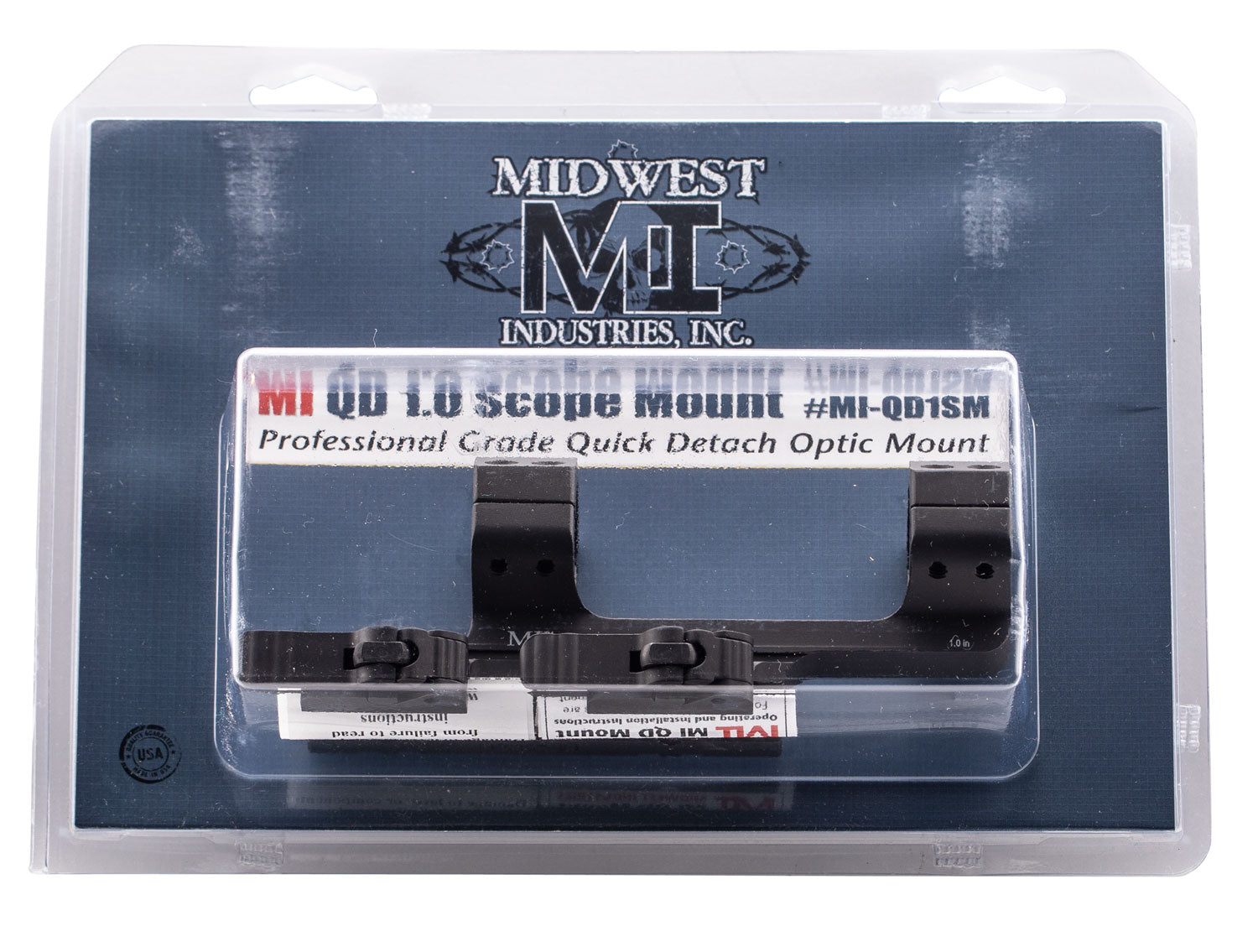 Midwest Industries MIQD1SM 1" Tube QD Scope Mount Ring Combo Hardcoat Anodized Black