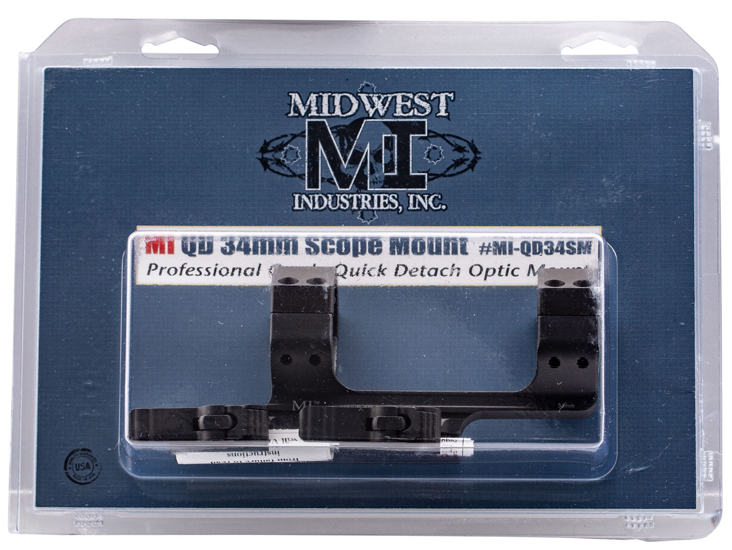 Midwest Industries MIQD34SM 34mm Tube QD Scope Mount and Ring Combo Hardcoat Anodized Black