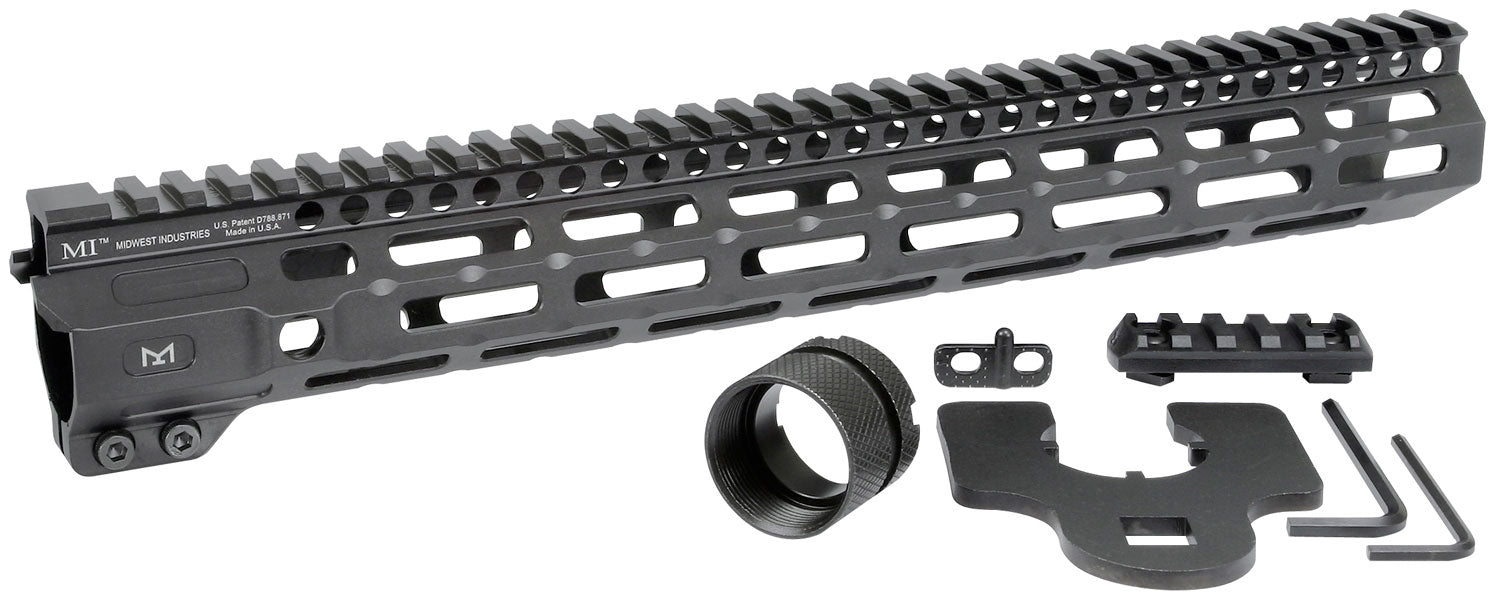 Midwest Industries M-Series AR-15 6061 Aluminum Picatinny Rail Black Anodized 14"