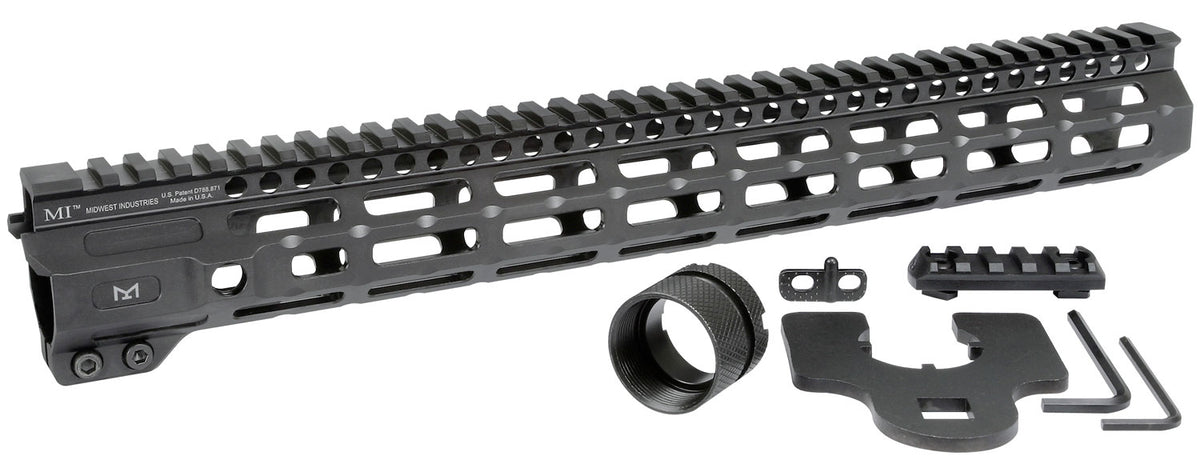 Midwest Industries M-Series AR-15 6061 Aluminum Picatinny Rail Black Anodized 15"