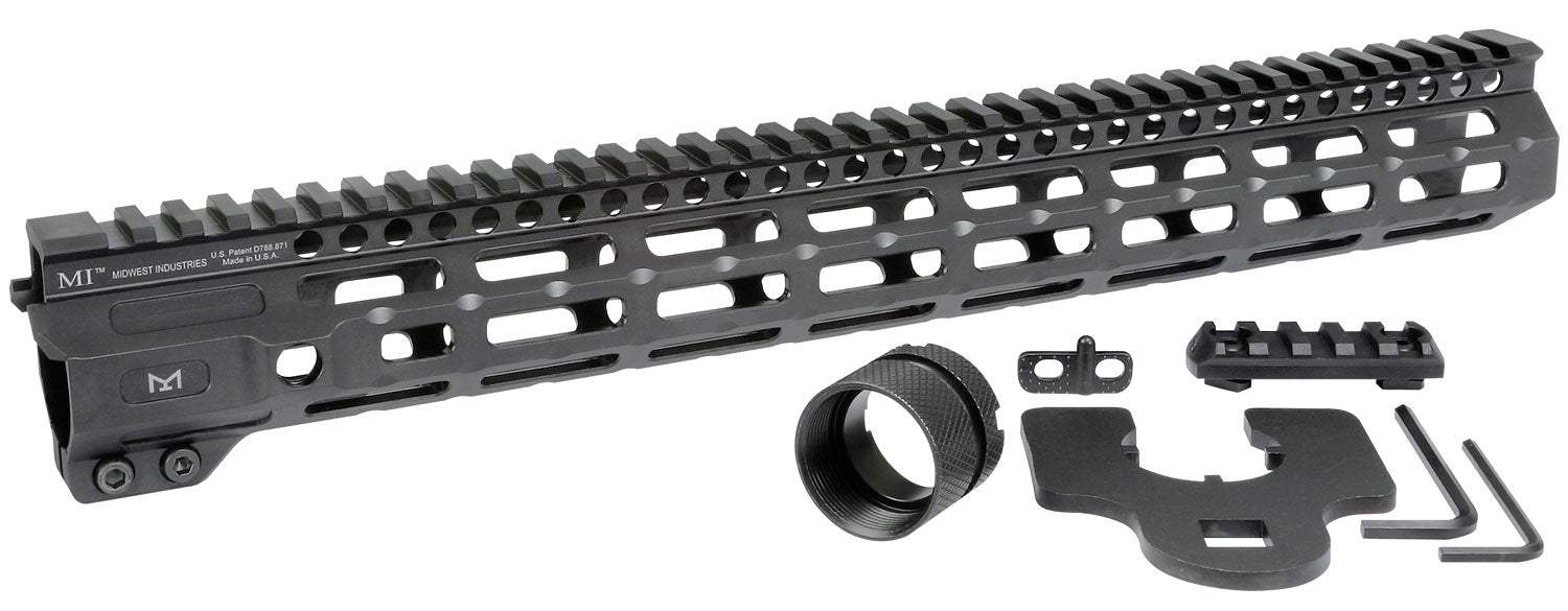 Midwest Industries M-Series AR-15 6061 Aluminum Picatinny Rail Black Anodized 15"