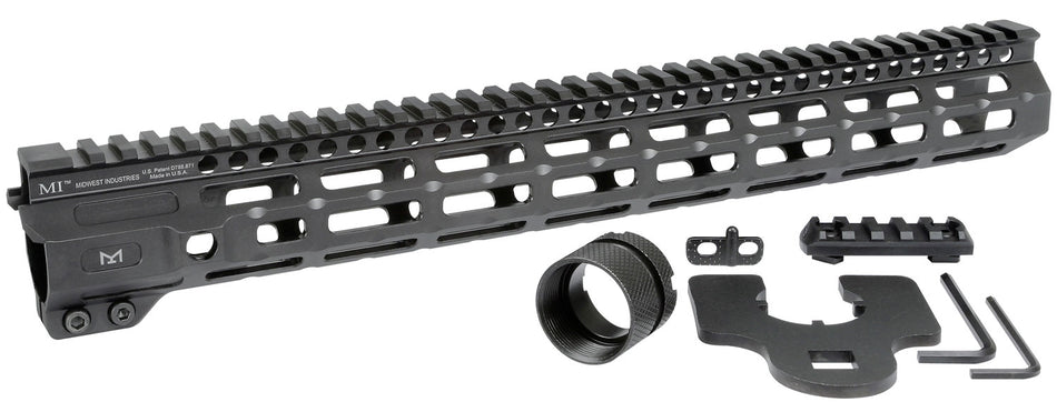 Midwest Industries M-Series AR-15 6061 Aluminum Picatinny Rail Black Anodized 15"