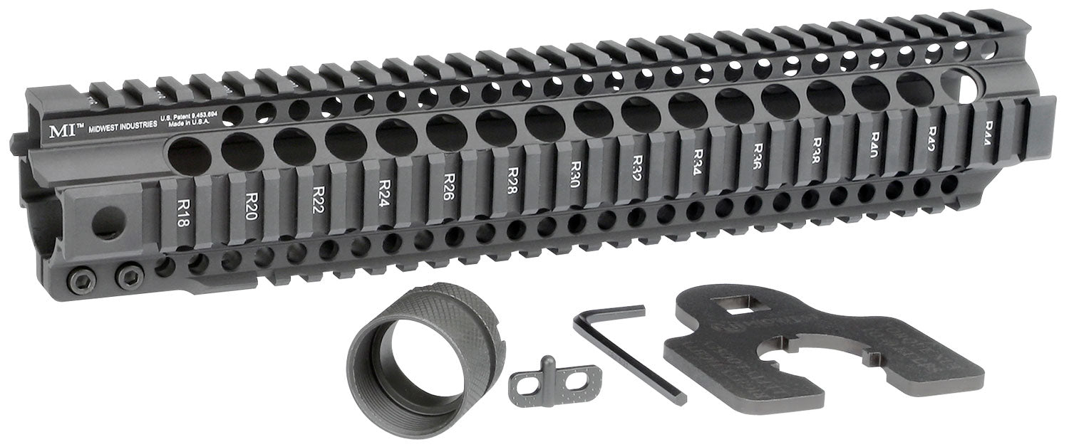 Midwest Industries T-Series AR-15 One-Piece Free Float Rail Black Aluminum 12.625"