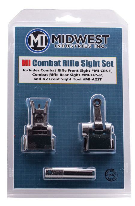 Midwest Industries MICRSSET Flip-Up Sight Set Black Phosphate Steel for AR-15 M16 M4