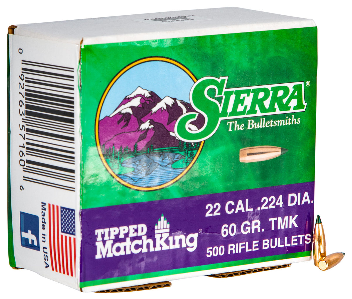 Sierra 7160C Tipped MatchKing .22 Caliber 60 Grain TMK Bullets 500/Box