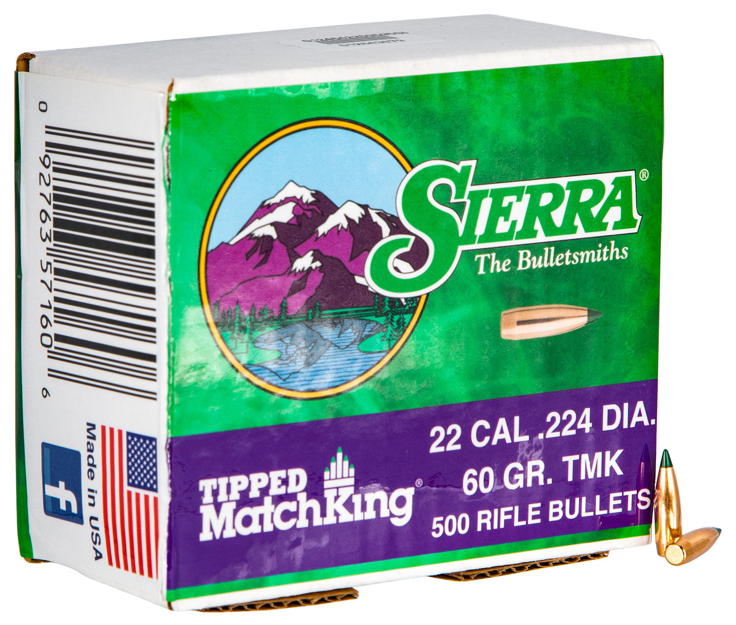 Sierra 7160C Tipped MatchKing .22 Caliber 60 Grain TMK Bullets 500/Box