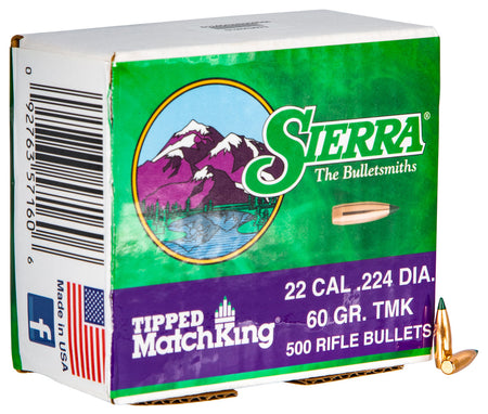 Sierra 7160C Tipped MatchKing .22 Caliber 60 Grain TMK Bullets 500/Box