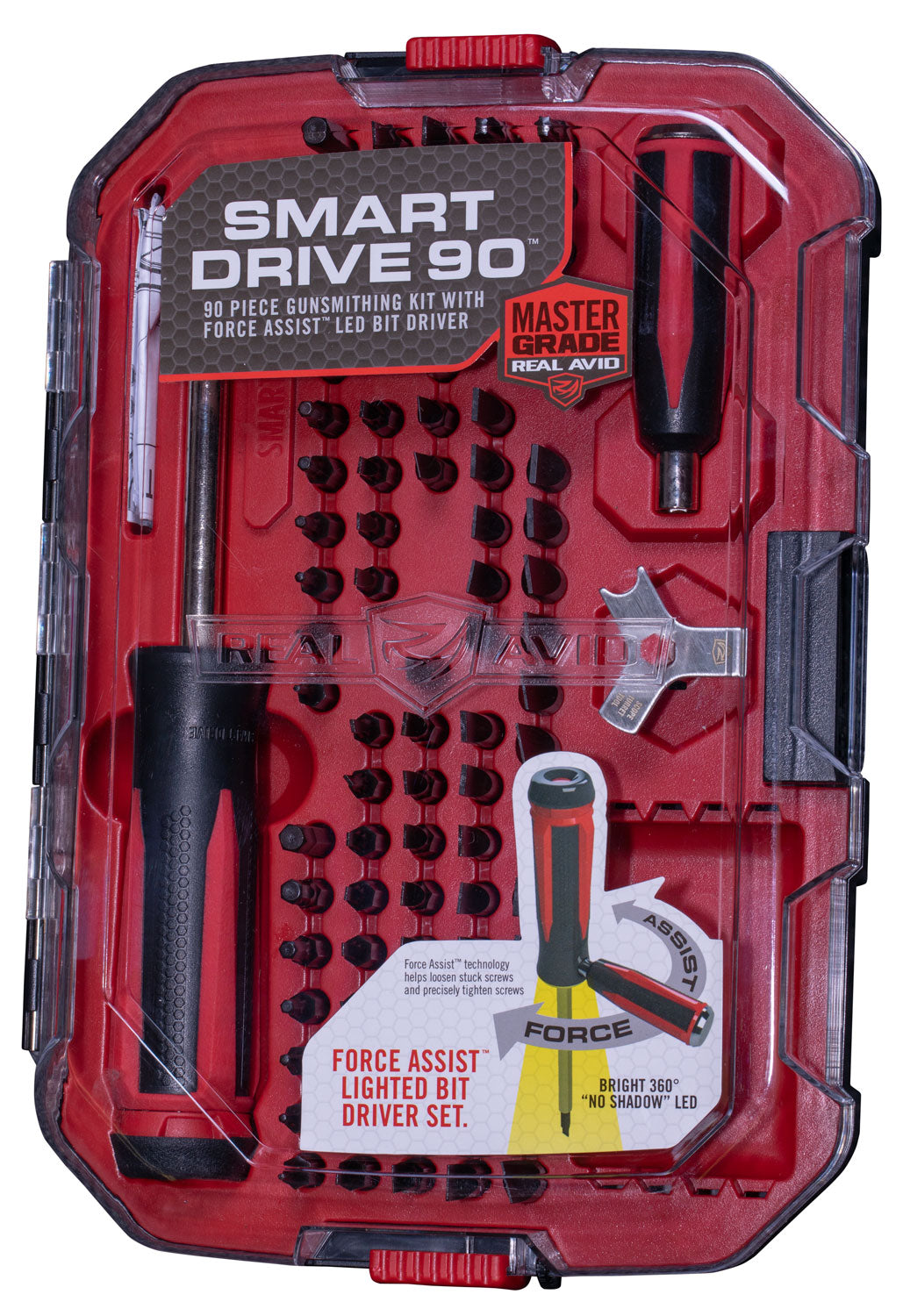 Real Avid AVSD90 Smart Drive 90 Advanced Gunsmith Driver Set Black Red