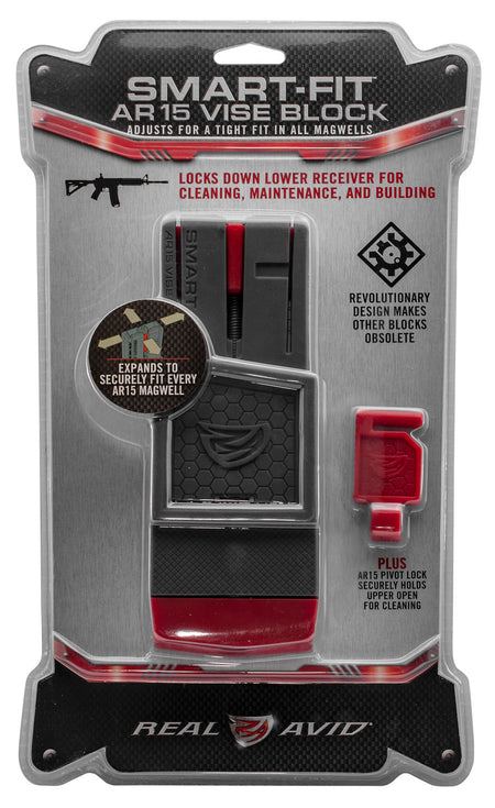Real Avid AVAR15SFVB Smart-Fit Vise Block for AR-15 Lower Receiver Polymer Gray/Red 223 Rem/5.56x45mm