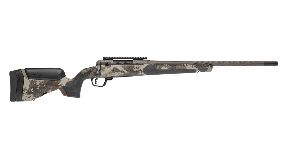 Savage Arms 32887 110 Core Hunter Pro 25 Creedmoor 3+1 24" Spiral Fluted Barrel, Savage Woodland Camo AccuStock w/AccuFit V2 Synthetic Stock, Right Hand