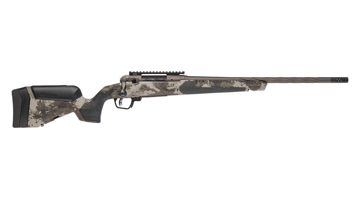 Savage Arms 32575 110 Core Hunter Pro 6.8 Western 3+1 22" Spiral Fluted Barrel, Savage Woodland Camo AccuStock w/AccuFit V2 Synthetic Stock, Right Hand